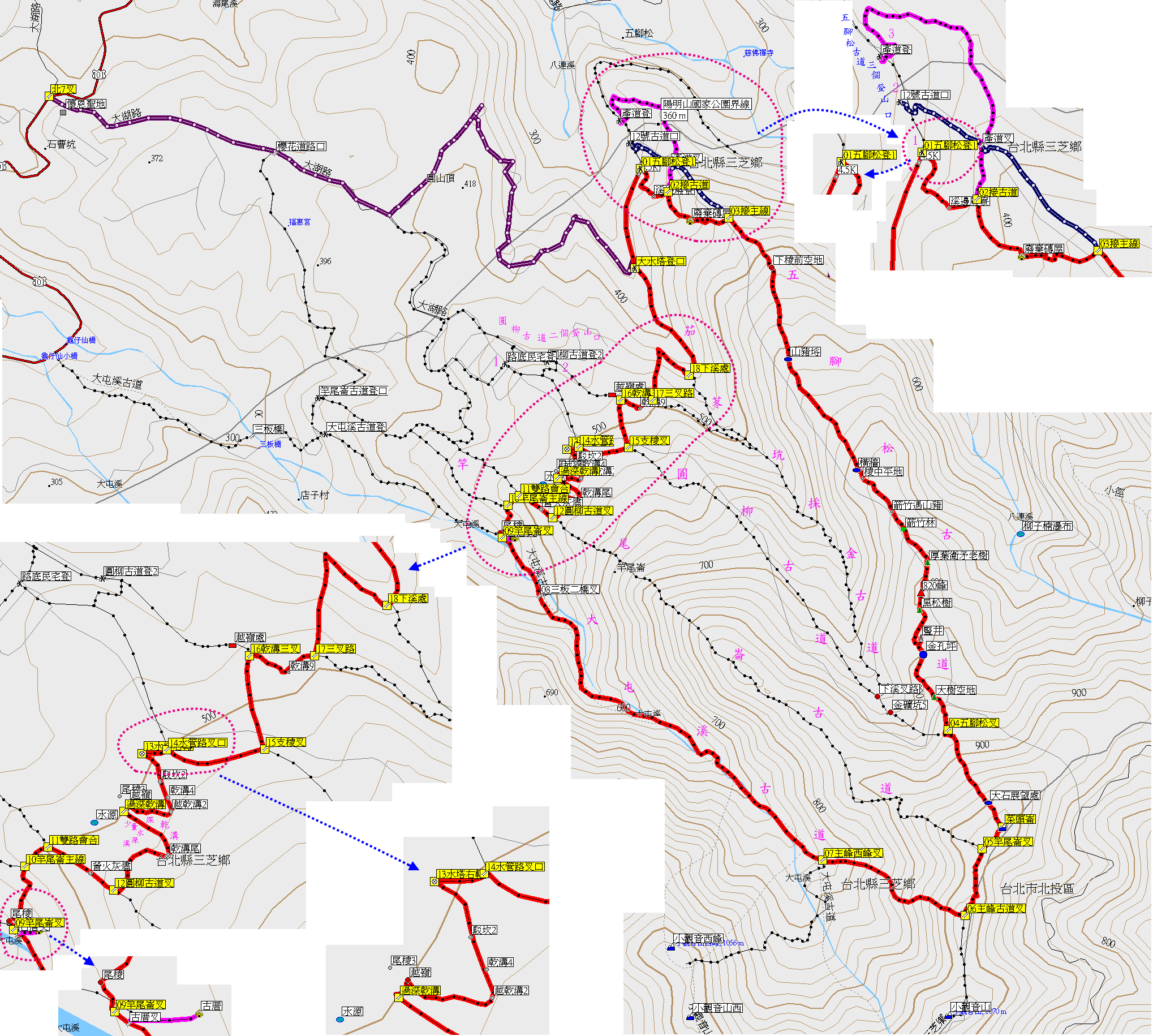 五脚松古道,菜头仑,大屯溪古道o型走